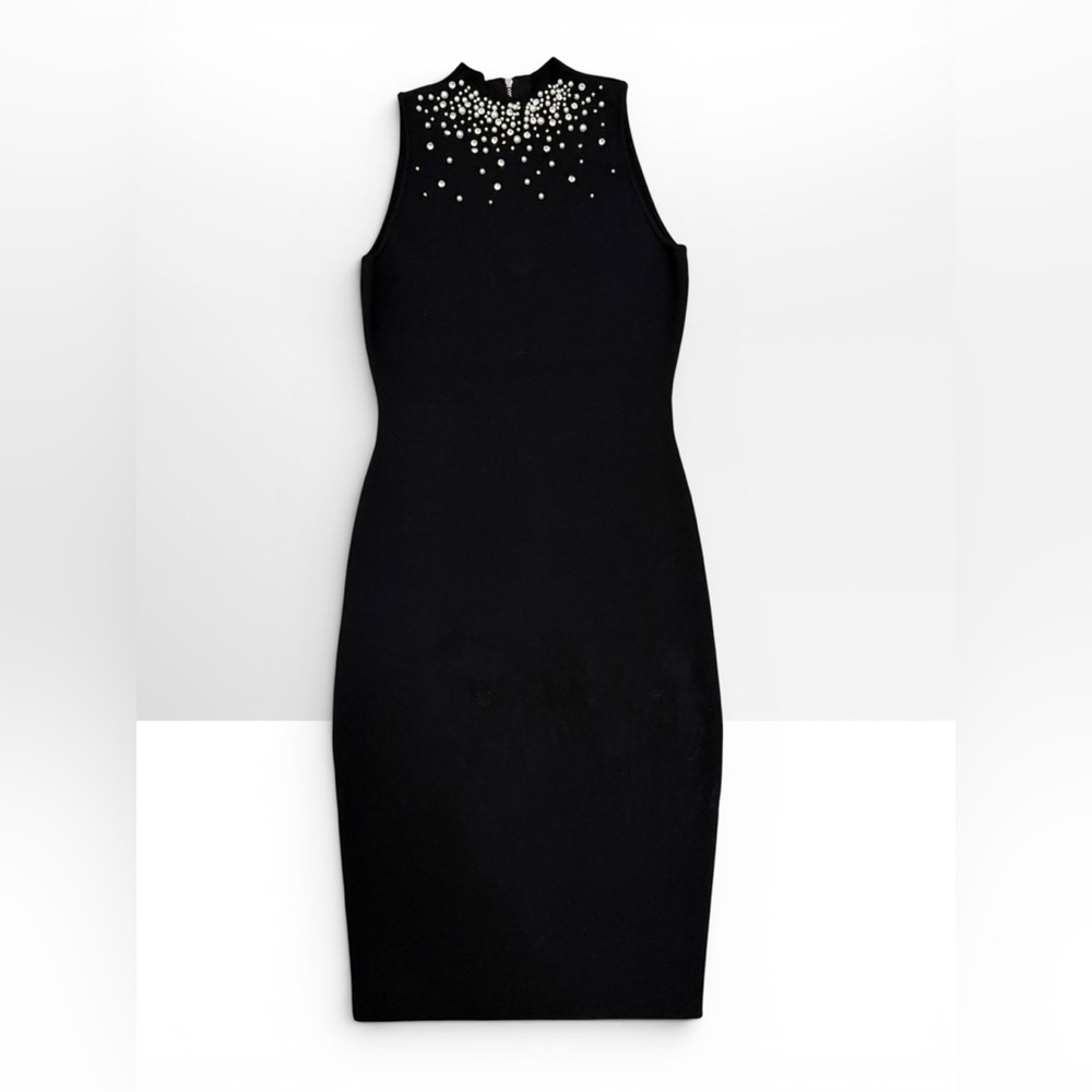 Milly Crystal Embellished Black Bodycon Shift Dress Size: S Retail:$395 NWT!